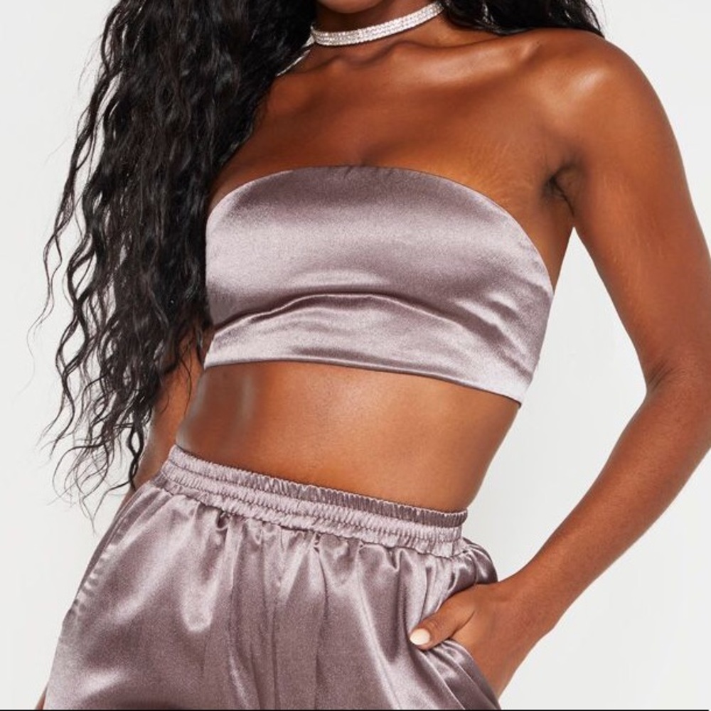 PLT Lavendar Satin Crop Top